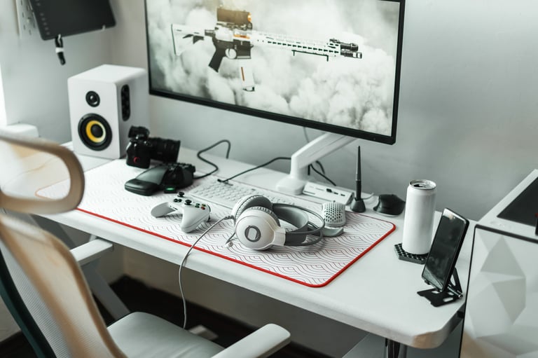 Gaming setup with STEALTH desk mat